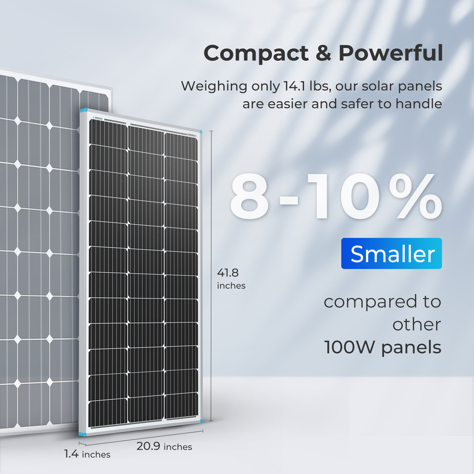 100 Watt 12 Volt Monocrystalline Solar Panel (Compact Design) - Image 3