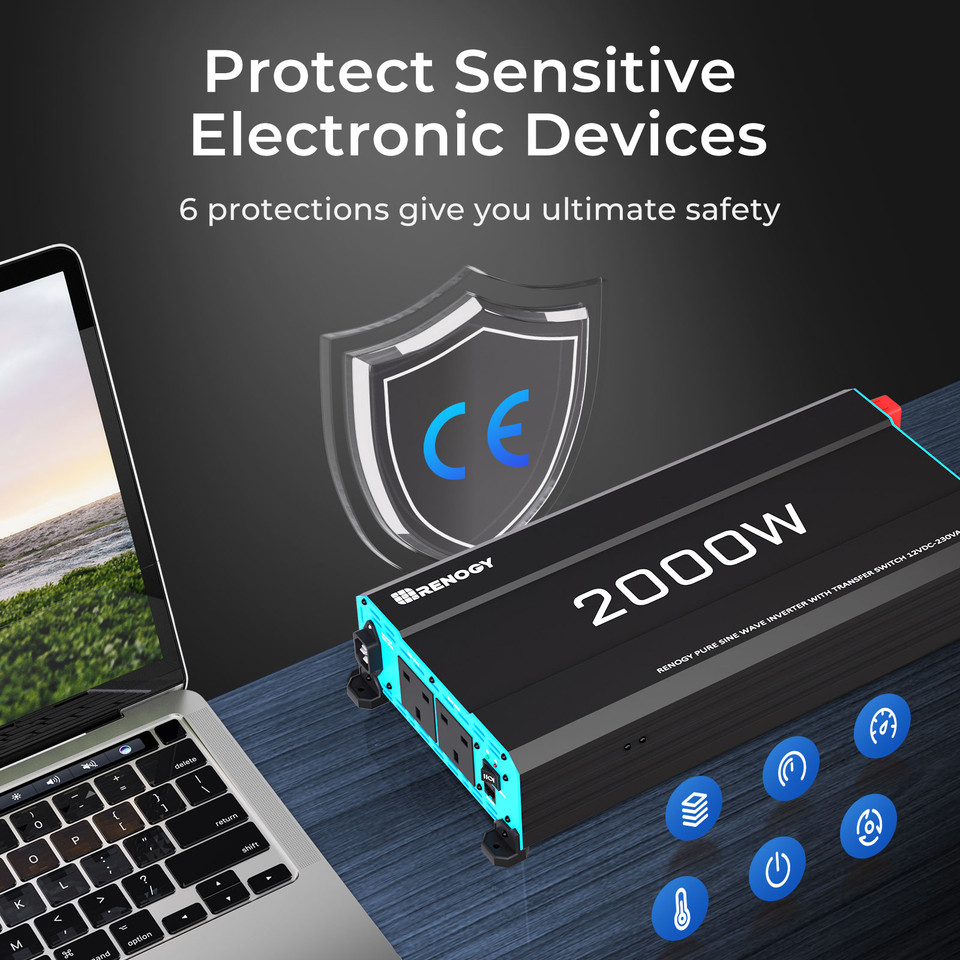 2000W 12V Pure Sine Wave Inverter With English Standard Socket (with UPS Function) - Image 11