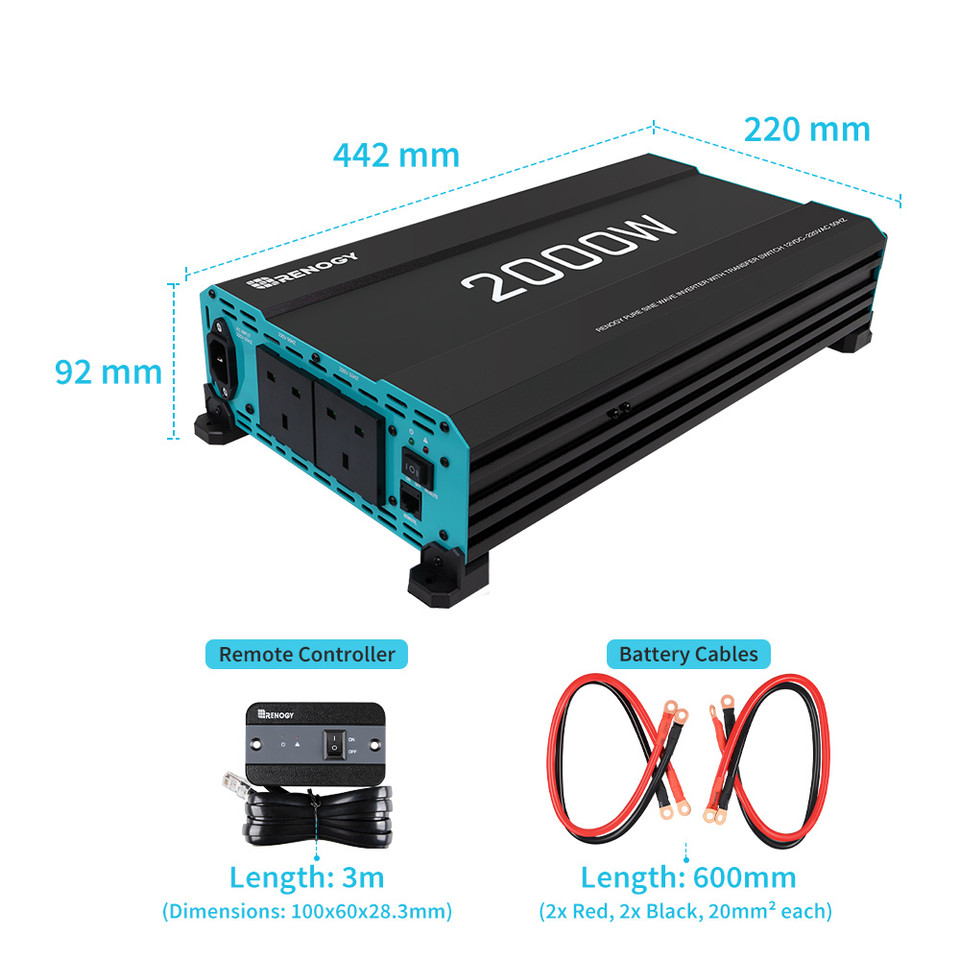 2000W 12V Pure Sine Wave Inverter With English Standard Socket (with UPS Function) - Image 4